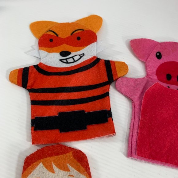 Lot of 5 Felt Hand Puppets Pig Red Riding Hood Dog Grandmother Cow 8.75" X 7.75" - Picture 6 of 11